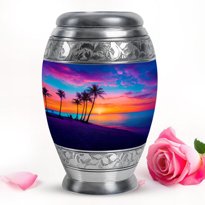Personalized Magnificent Beach Cremation Urns - Blue 10-inch, 200 cu in - Yatskia
