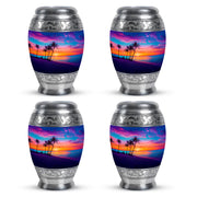 Indigo Beach Cremation Urn urn with complimentary velvet bag - regal beach design with crown-inspired accents - 10 inch aluminum urn for cremated remains