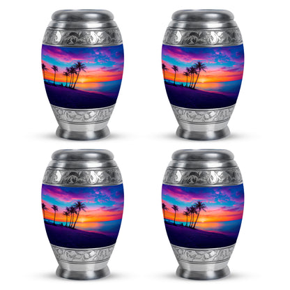 Indigo Beach Cremation Urn urn with complimentary velvet bag - regal beach design with crown-inspired accents - 10 inch aluminum urn for cremated remains