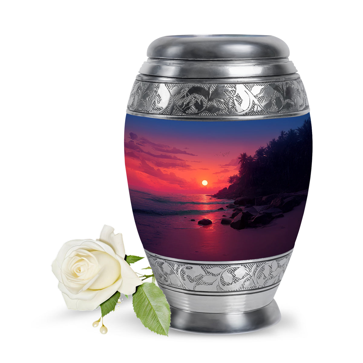 Pink Treasured Beach Cremation Urns for Human Ashes - 10-inch, 200 cu in - Yatskia