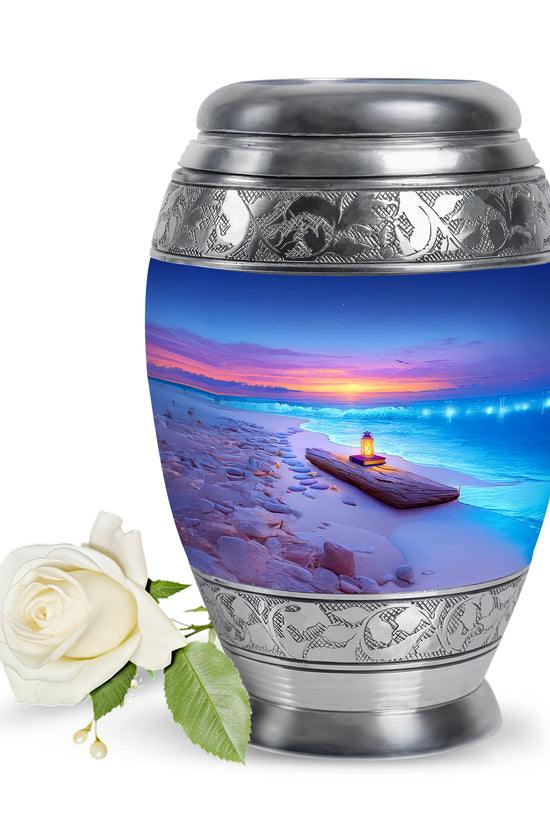 Radiant Beach Memorial Cremation Urns - Blue 10-inch, 200 cu in - Yatskia