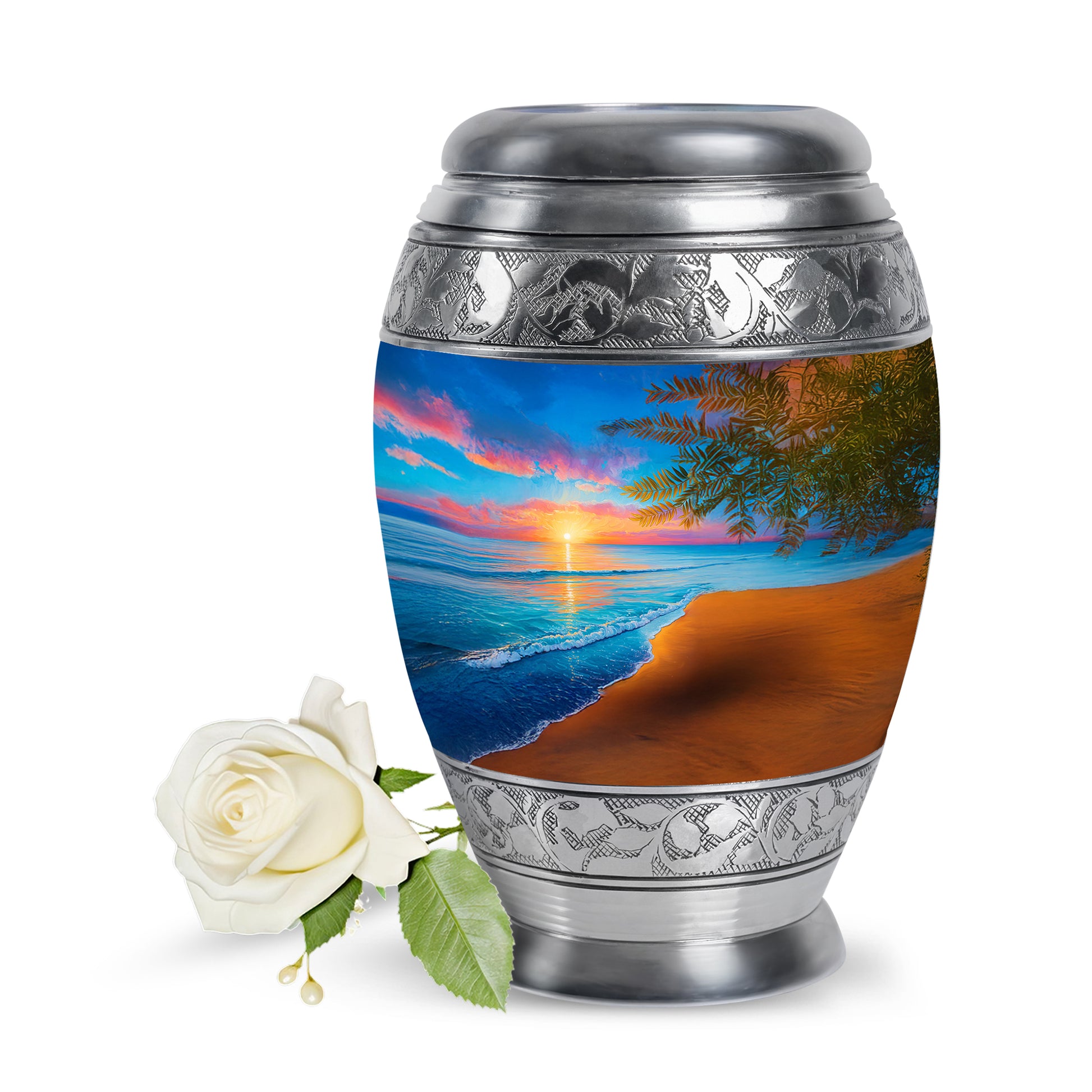 Personalized Beach Cremation Urns - Soothing Blue 10-inch, 200 cu in - Yatskia