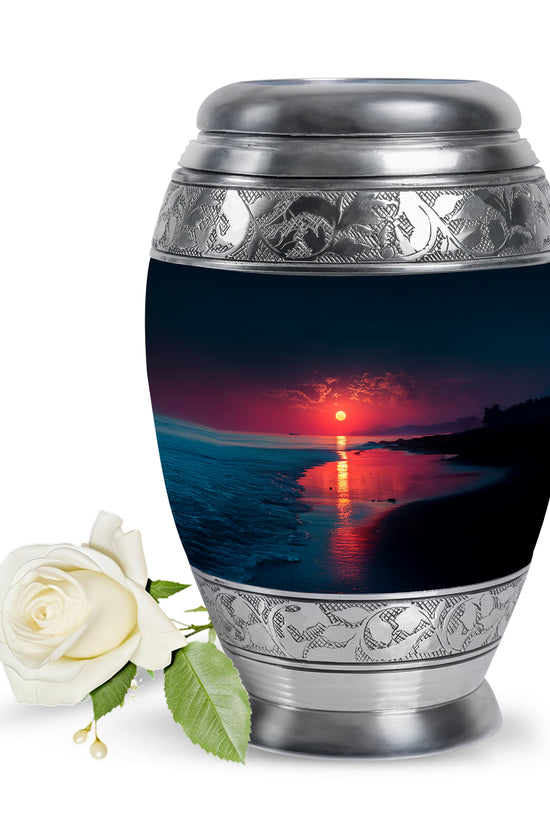 Personalized Beach Cremation Urns - Soothing Blue 10-inch, 200 cu in - Yatskia