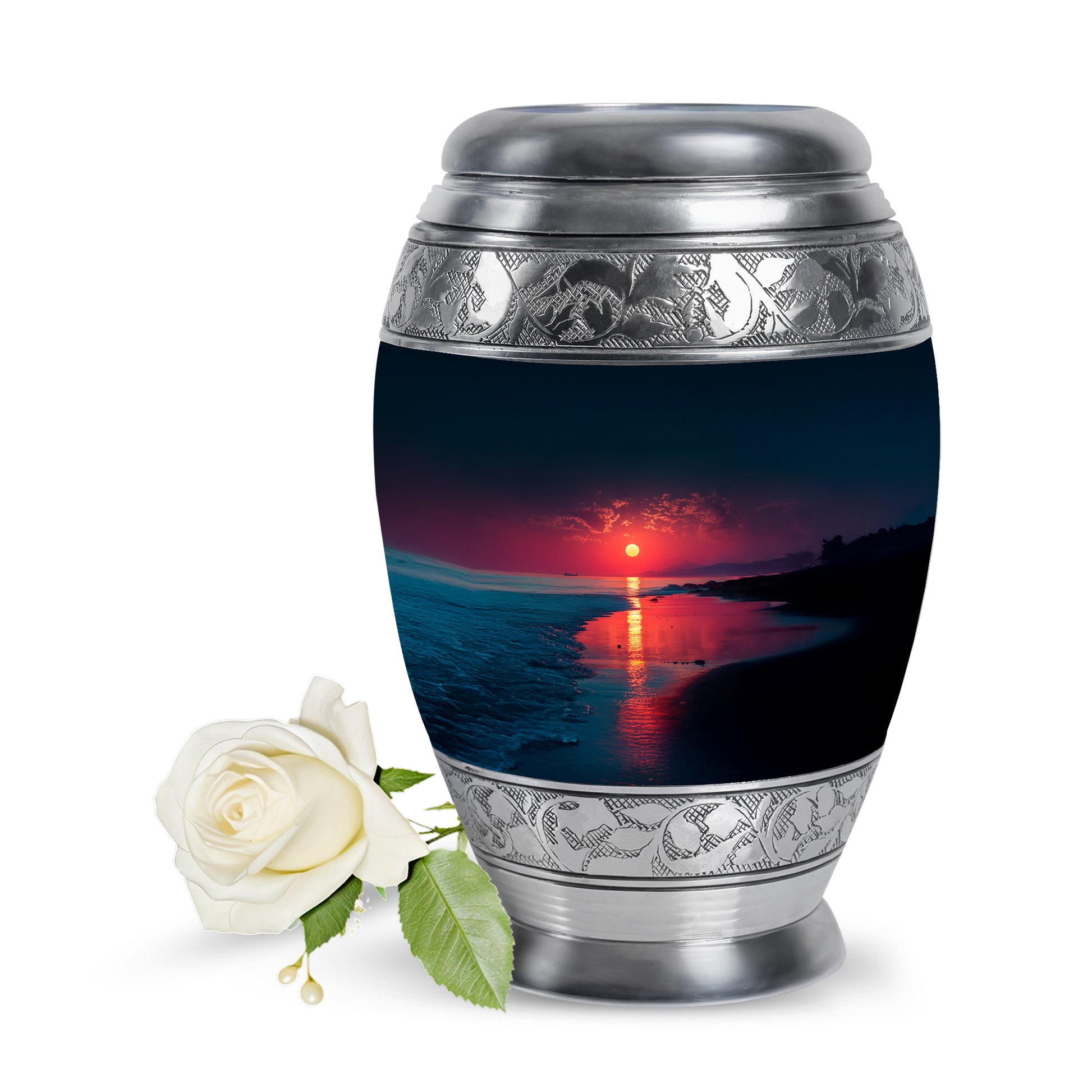 Personalized Beach Cremation Urns - Soothing Blue 10-inch, 200 cu in - Yatskia