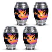 Salmon Pink Beach Cremation Urn urn with complimentary velvet bag - royal beach engraving with decorative scrollwork - 10 inch aluminum urn for cremated remains