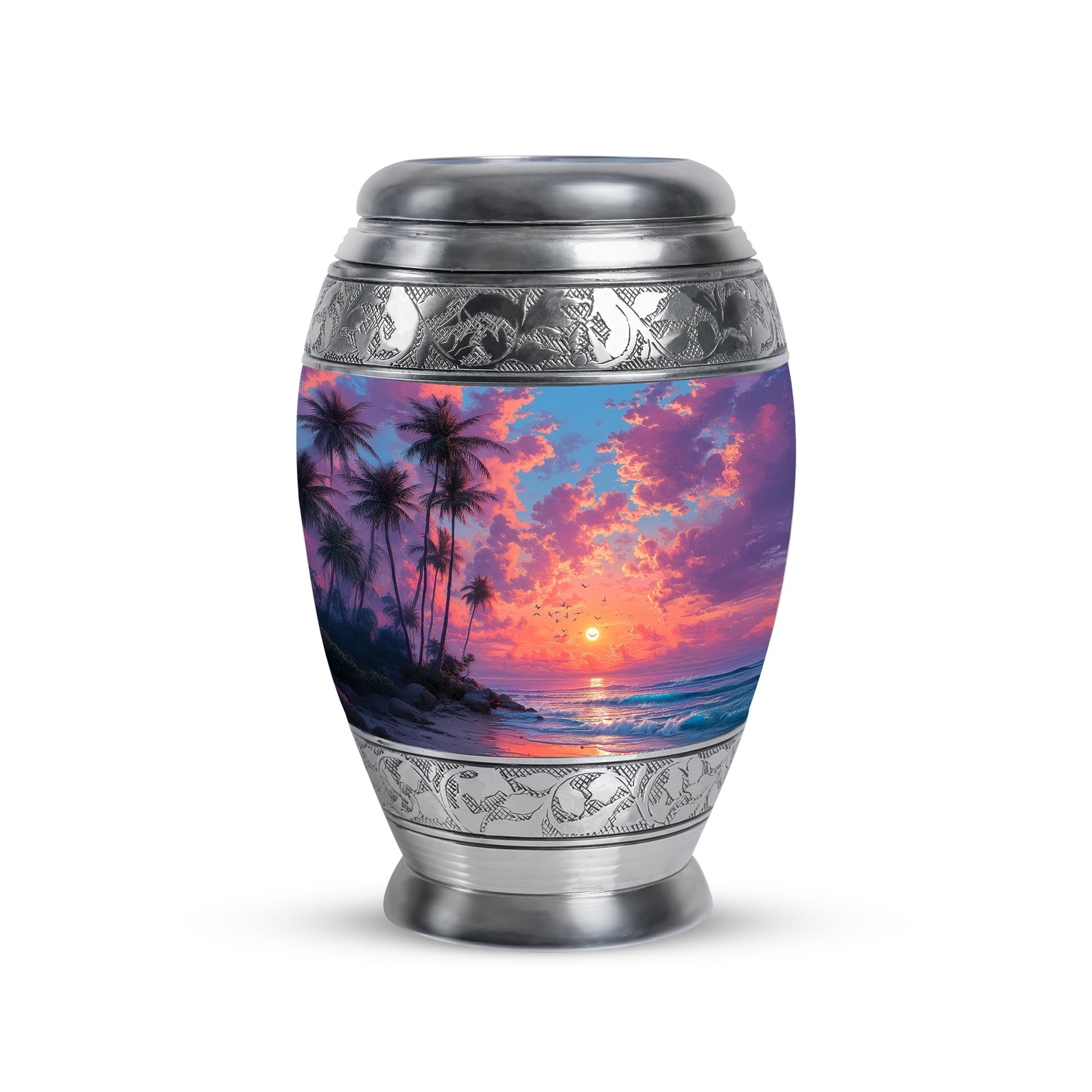 Luminous Blue Beach Blessing Urn for Human Ashes - 10-inch, 200 cu in - Yatskia