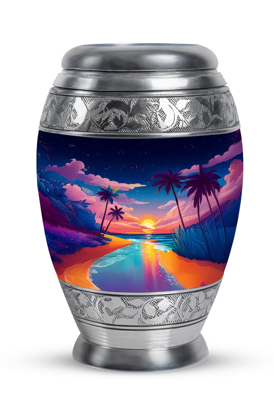 Remarkable Beach Memorial Cremation Urns - Blue 10-inch, 200 cu in - Yatskia