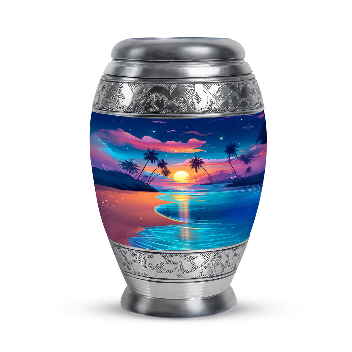 Blue Comforting Beach Memorial Urn for Ashes - 10-inch, 200 cu in - Yatskia