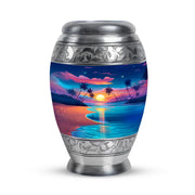 Blue Comforting Beach Memorial Urn for Ashes - 10-inch, 200 cu in - Yatskia