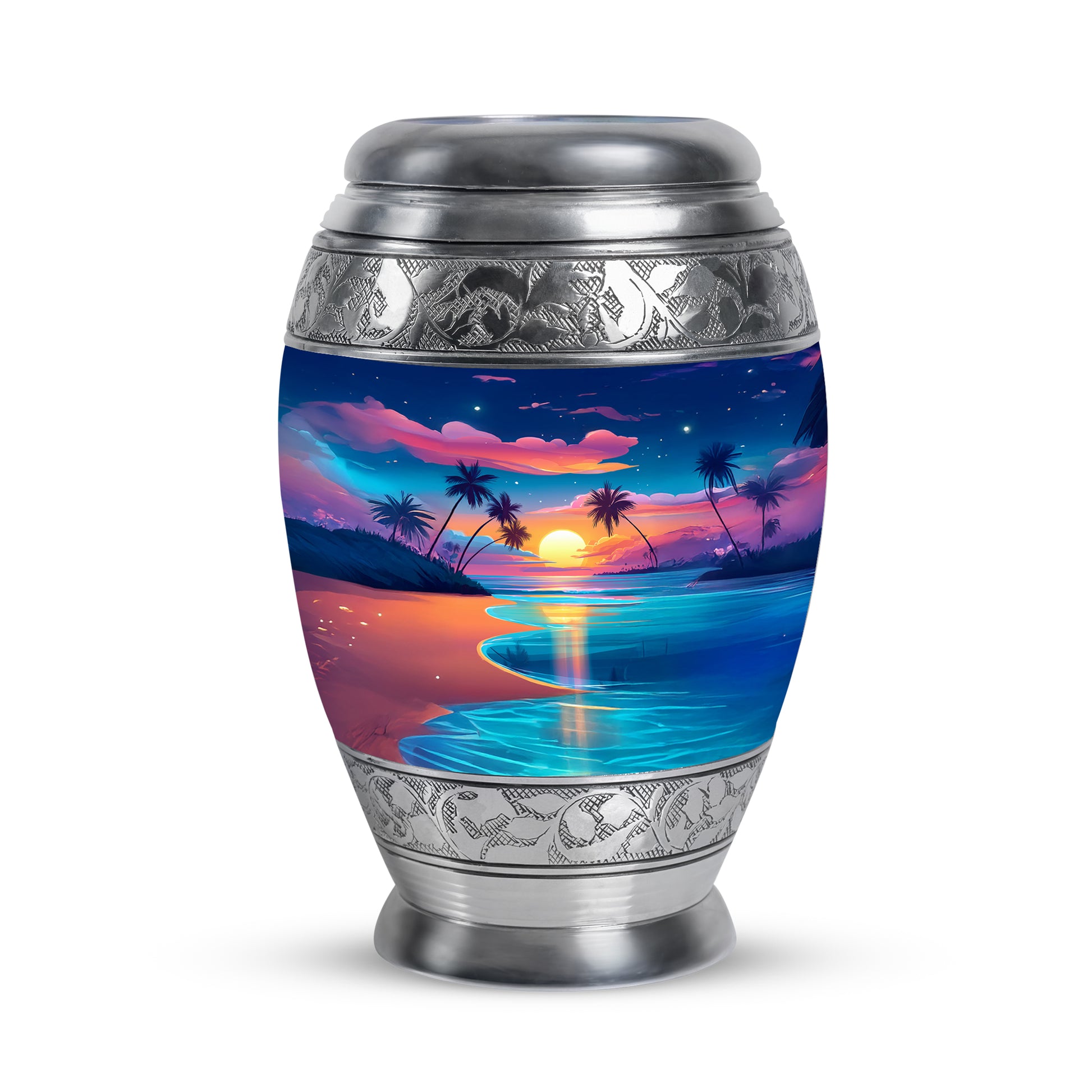 Blue Comforting Beach Memorial Urn for Ashes - 10-inch, 200 cu in - Yatskia