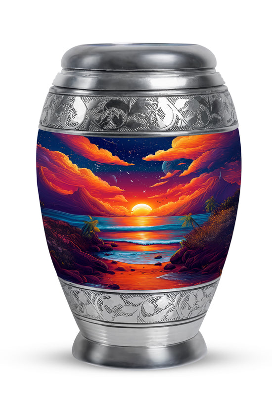 Blue Beach Homage Cremation Urns for Human Ashes - 10-inch, 200 cu in - Yatskia