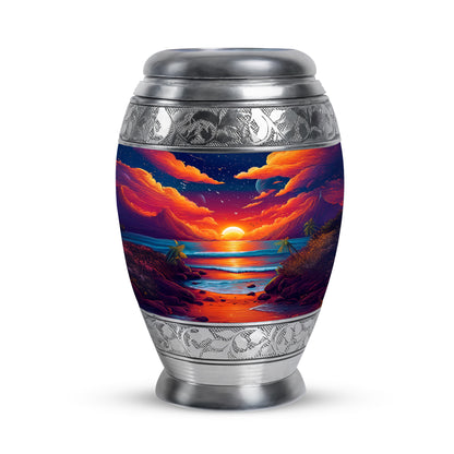 Blue Beach Homage Cremation Urns for Human Ashes - 10-inch, 200 cu in - Yatskia