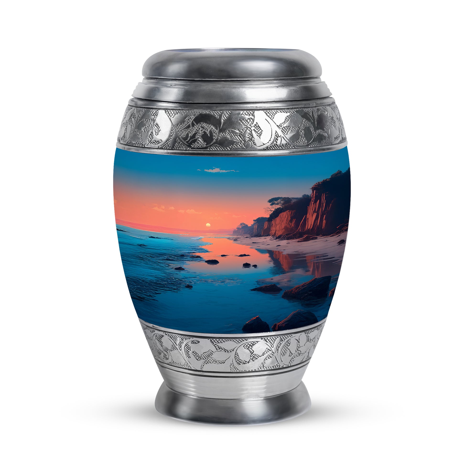 Divine Teal Beach Cremation Urn for Ashes - 10-inch, 200 cu in - Yatskia