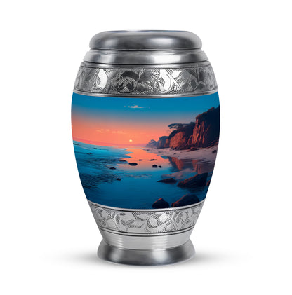 Divine Teal Beach Cremation Urn for Ashes - 10-inch, 200 cu in - Yatskia