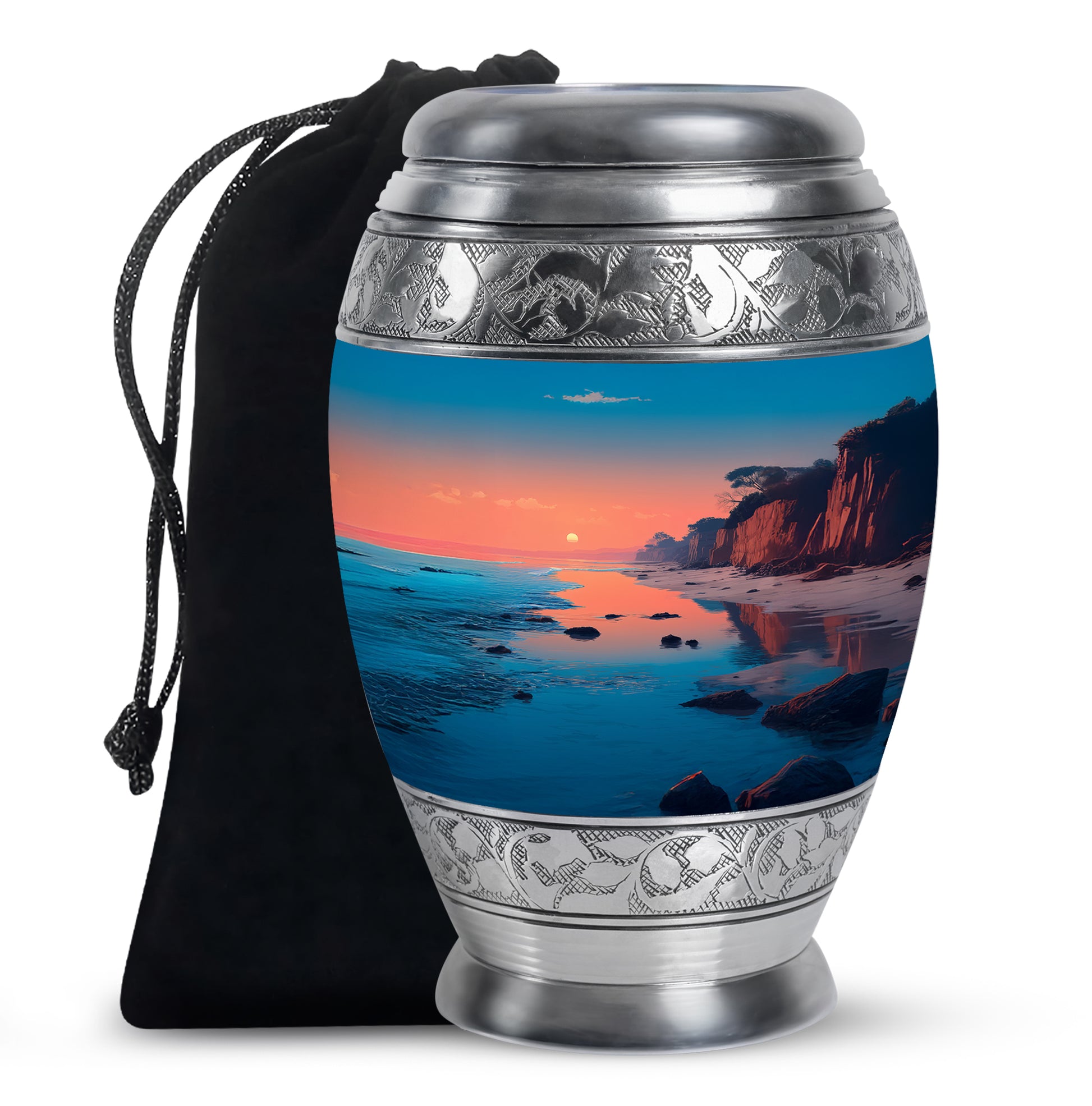 Scenic Beach Memorial Urn - Peaceful Beach Funeral Urn For Burial