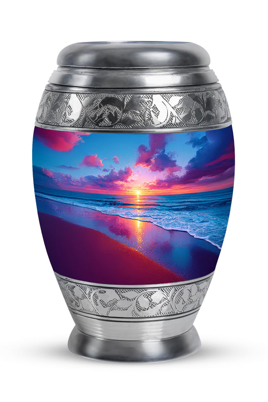 Personalized Beach Cremation Urns - Soothing Blue 10-inch, 200 cu in - Yatskia