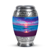Personalized Elegant Beach Cremation Urns - Blue 10-inch, 200 cu in - Yatskia
