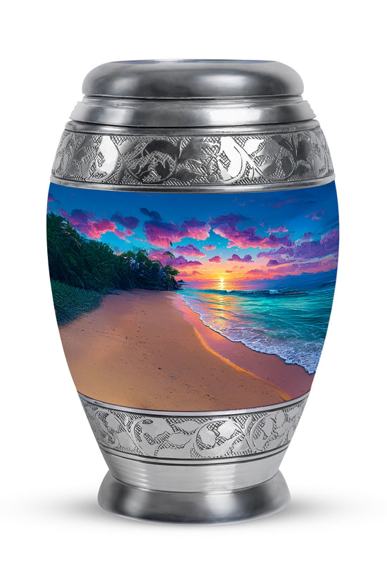 Blessed Beach Cremation Urns for Human Ashes - Blue 10-inch - Yatskia