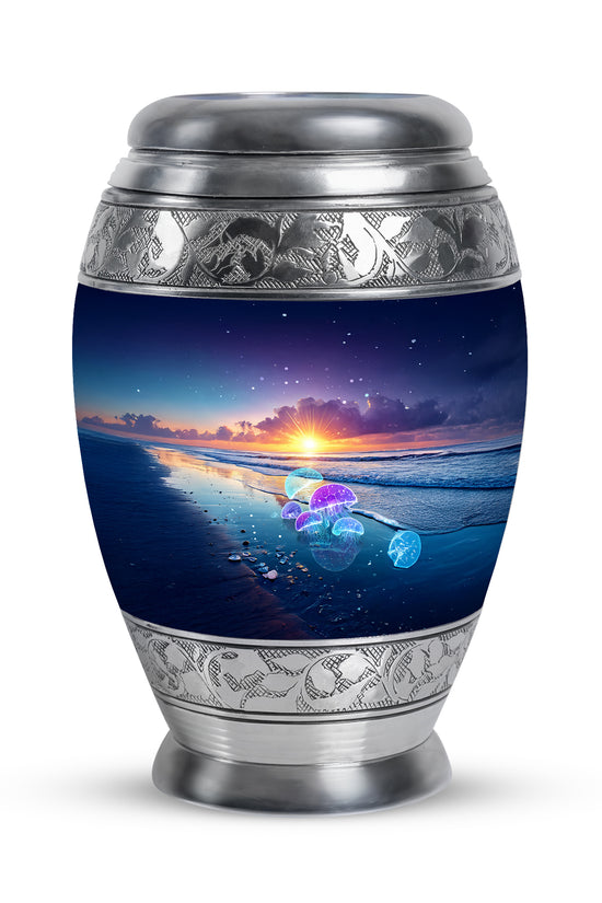 Illustrious Beach Memorial Cremation Urns - Blue 10-inch, 200 cu in - Yatskia