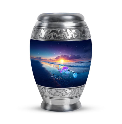 Illustrious Beach Memorial Cremation Urns - Blue 10-inch, 200 cu in - Yatskia