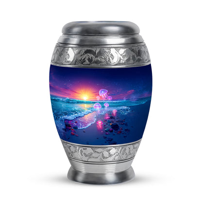 Personalized Blue Beach Cremation Urns for Ashes - Transcendent 10-inch - Yatskia