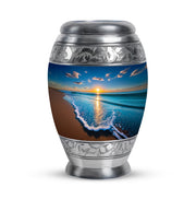 Personalized Elegant Beach Cremation Urns - Blue 10-inch, 200 cu in - Yatskia