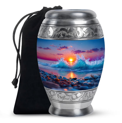 Ocean Wave Memorial Urn - Sunset Beach Cremation Urn For Human Ashes