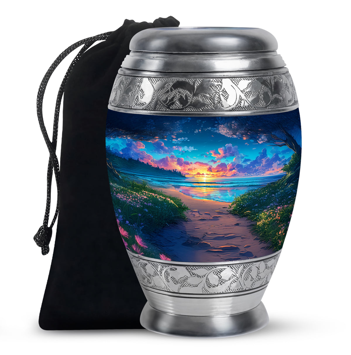 Beautiful Sunset Beach Funeral Urn - Ocean Cremation Urn For Adult Ashes