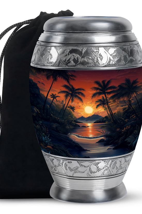 Tropical Memorial Urn - Ocean Sunset Cremation Urn For Adult Ashes