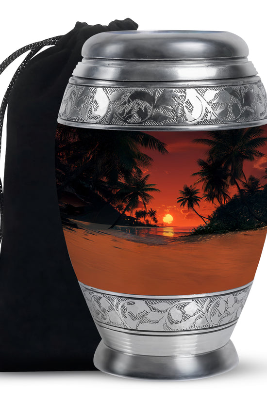 Ocean Sunset Memorial Urn - Island Sunset Design For Male & Female