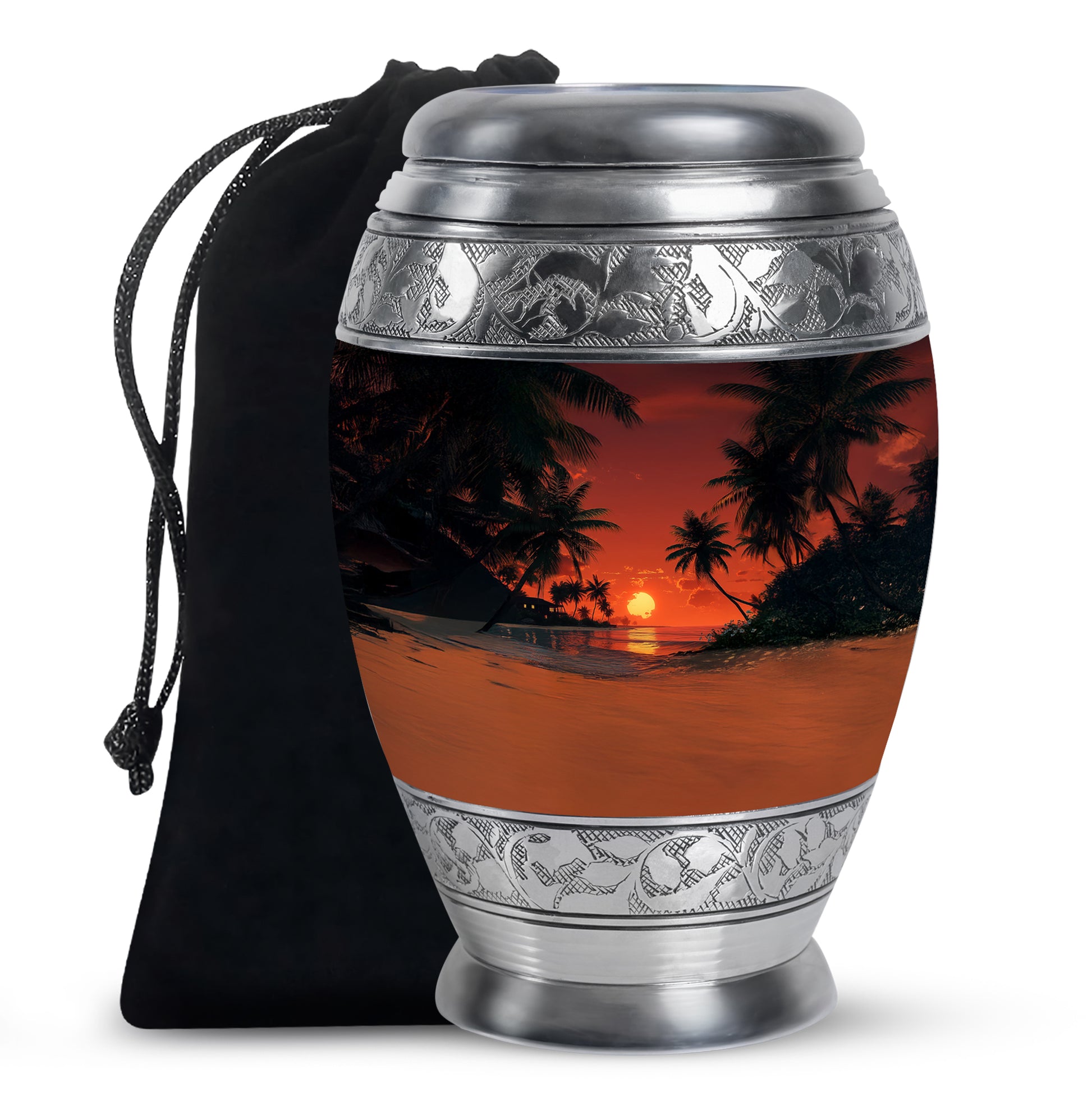 Ocean Sunset Memorial Urn - Island Sunset Design For Male & Female