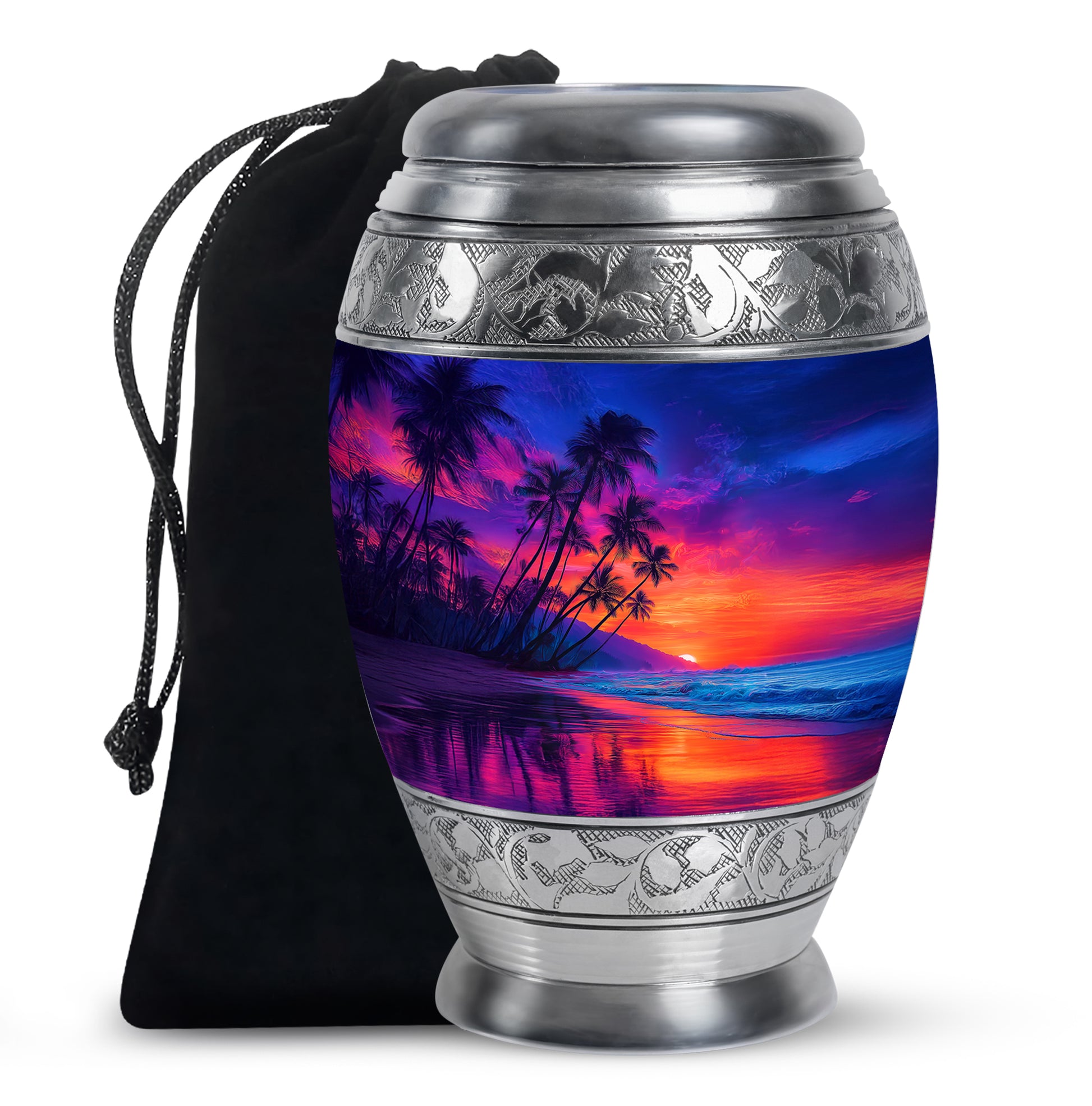 Modern Beach Memorial Urn - Tropical Cremation Urn For Adult Ashes