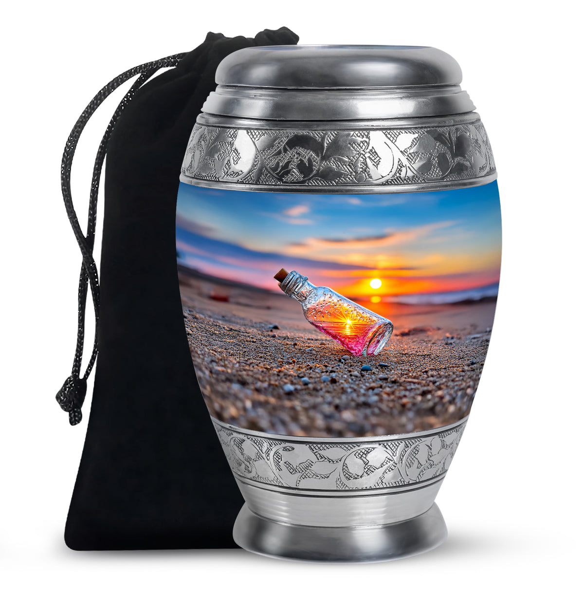 Beach Keepsake Bottle Urn - Sunset Cremation Urn For Adult ashes