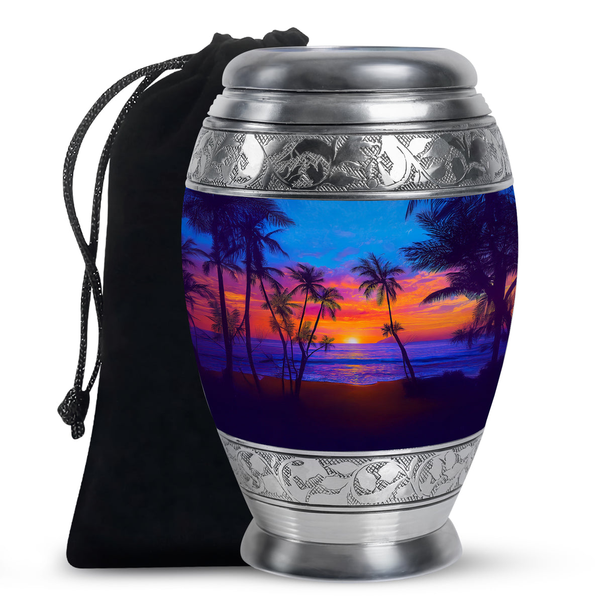 Tropical Island Sunset Burial Urn - Ocean Memorial Urn For Loved Ones