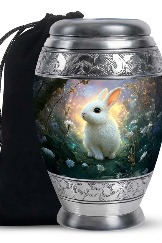 White Bunny Memorial Urn - Rabbit Cremation Urn For Adult Ashes