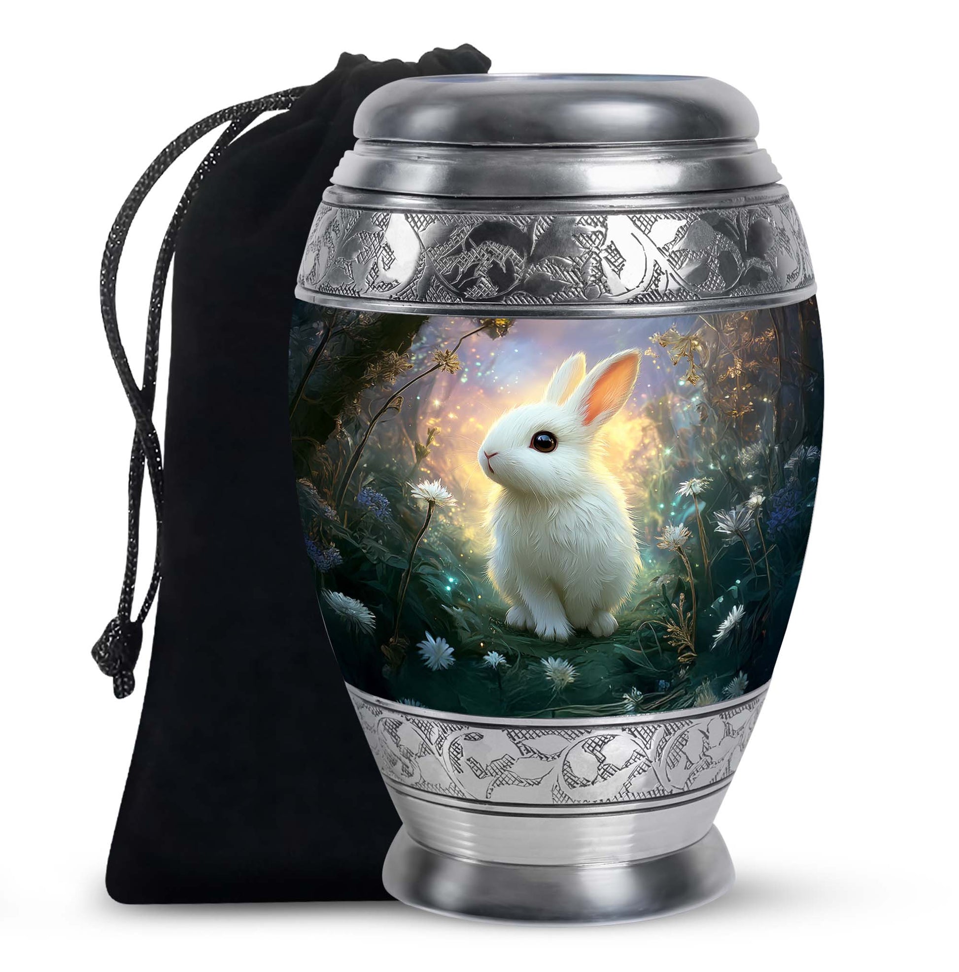 White Bunny Memorial Urn - Rabbit Cremation Urn For Adult Ashes