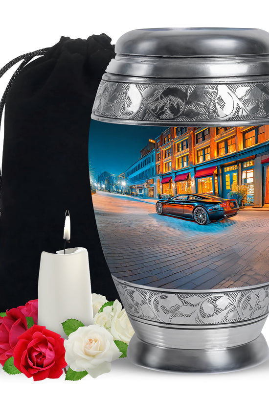 Night Street Car Urn - Decorative Cremation Urn For Adult
