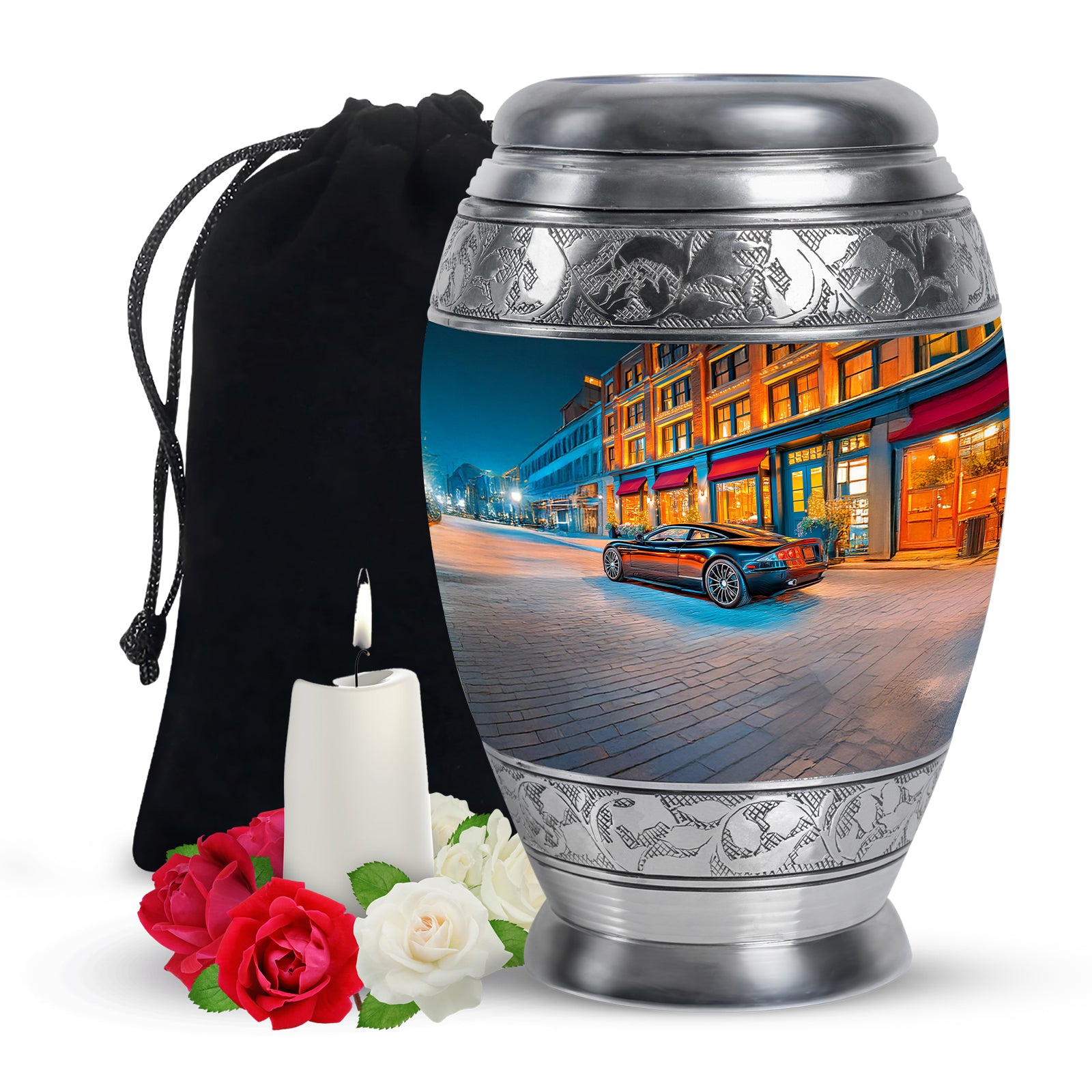 Night Street Car Urn - Decorative Cremation Urn For Adult