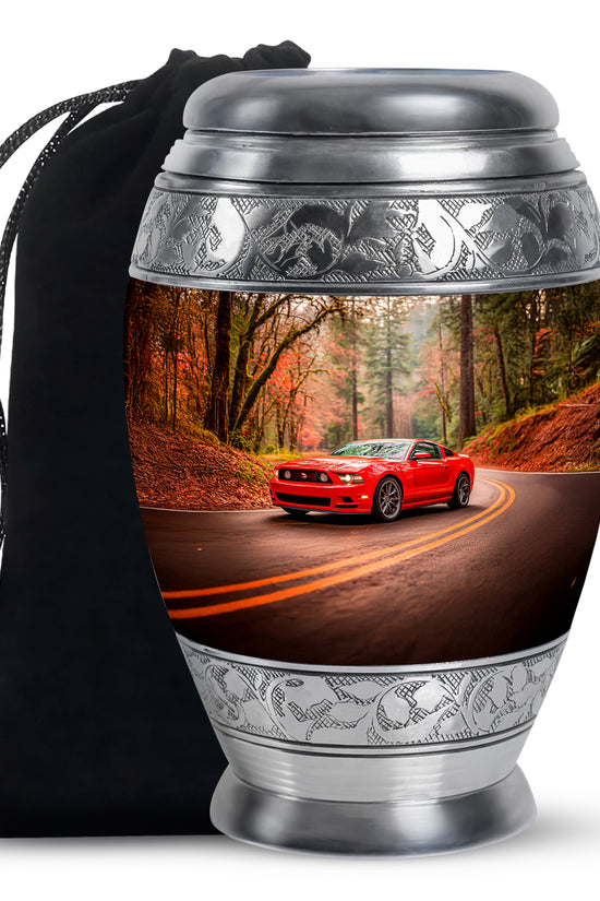 Red Sports Car Cremation Urn - Forest Memorial Urn For Burial