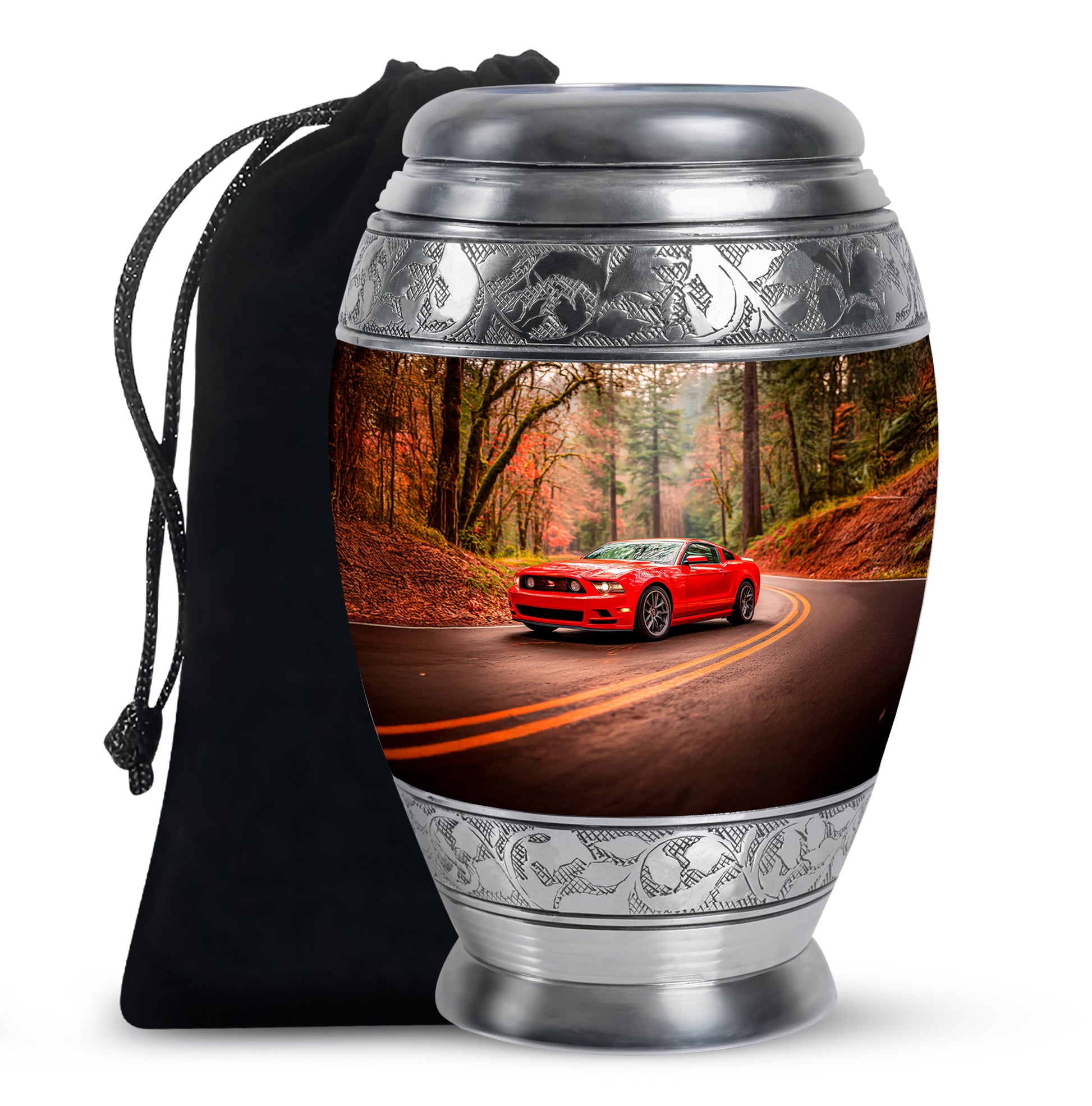 Red Sports Car Cremation Urn - Forest Memorial Urn For Burial