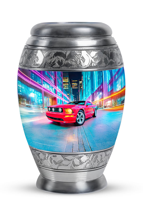 Personalized Magnificent Car Cremation Urns - Blue 10-inch, 200 cu in - Karyliz