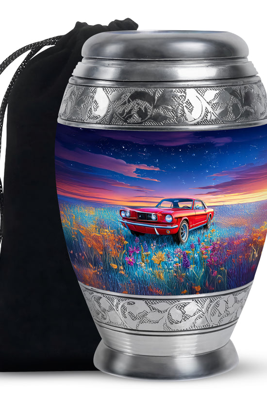 Vintage Car Theme Memorial Urn - Aluminium Large Cremation Urn For Dad