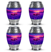 Slate Blue Car Cremation Urn urn with complimentary velvet bag - regal car design with crown-inspired accents - 10 inch aluminum urn for cremated remains