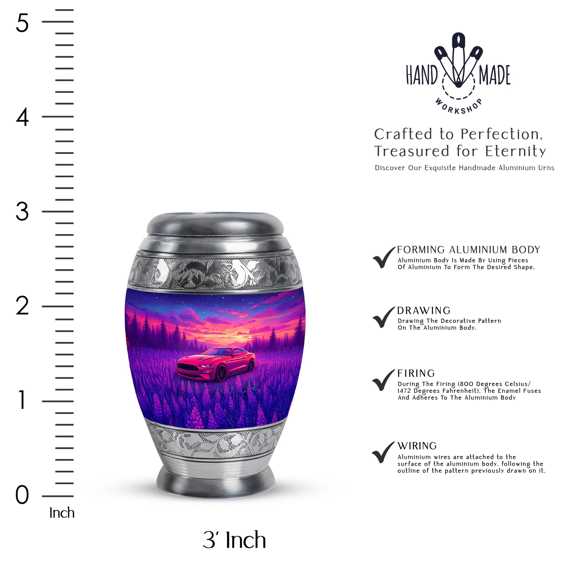 Navy Blue Car Cremation Urn lifestyle display on memorial shelf - regal car design with crown-inspired accents - mini keepsake memorial for portion of cremation ashes