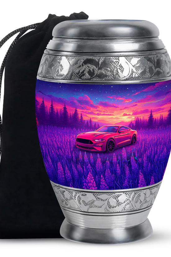 Artistic Red Car Theme Cremation Urn - Forest Memorial Urn For Adult Ashes