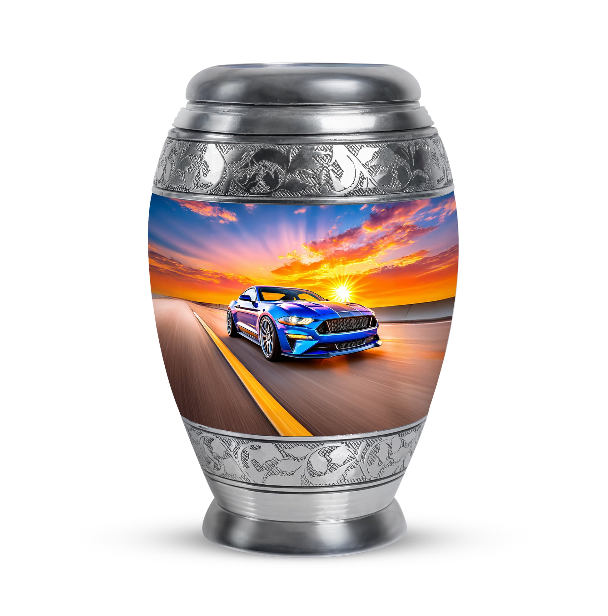 Personalized Elegant Car Cremation Urns - Blue 10-inch, 200 cu in - Karyliz