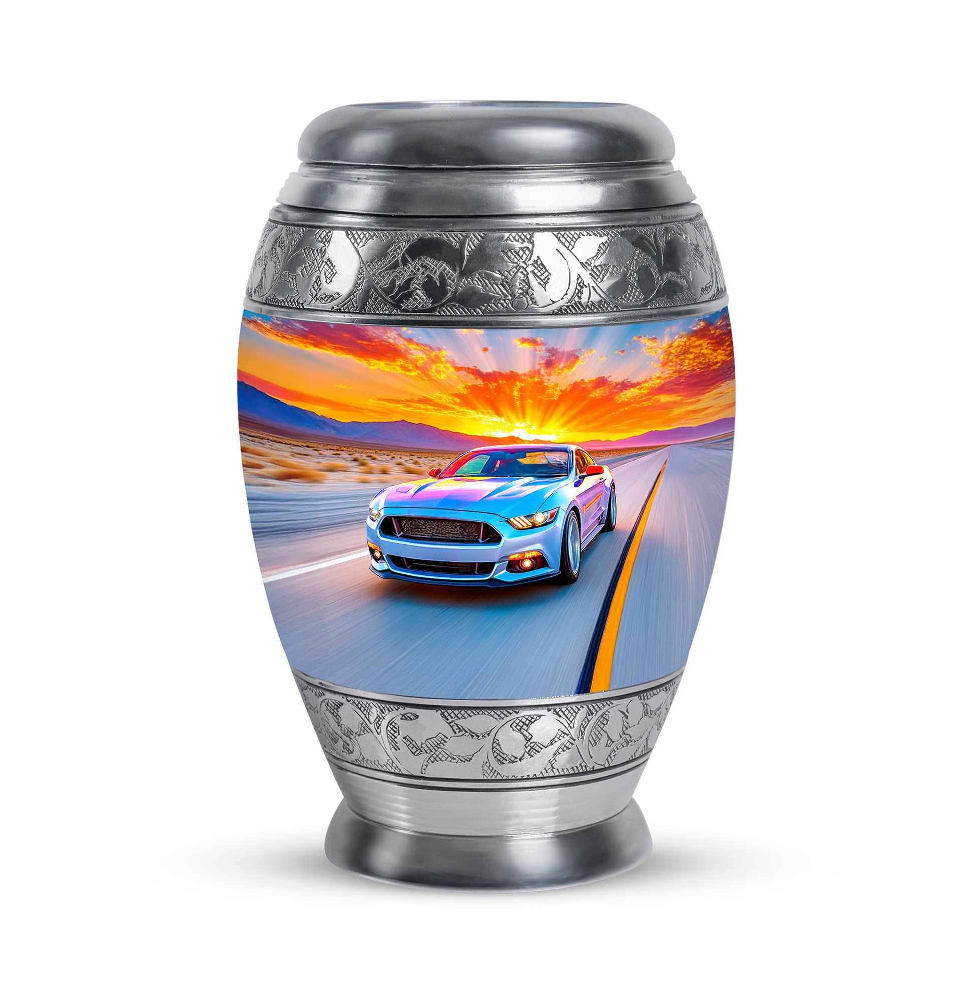 Personalized Seraphic Car Cremation Urns - Blue 10-inch, 200 cu in - Karyliz