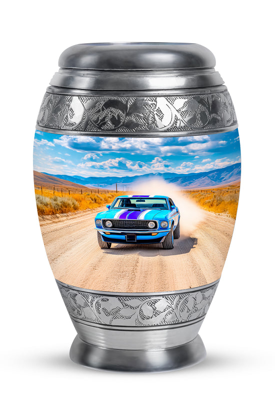Blue Car Embrace Cremation Urns for Human Ashes - 10-inch, 200 cu in - Karyliz