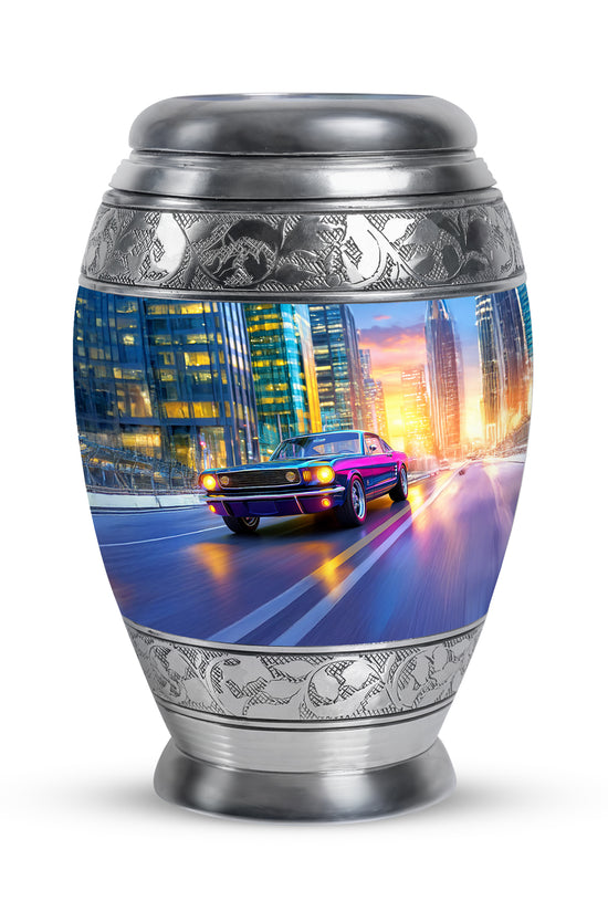 Blue Car Celebration Cremation Urns for Human Ashes - 10-inch, 200 cu in - Karyliz