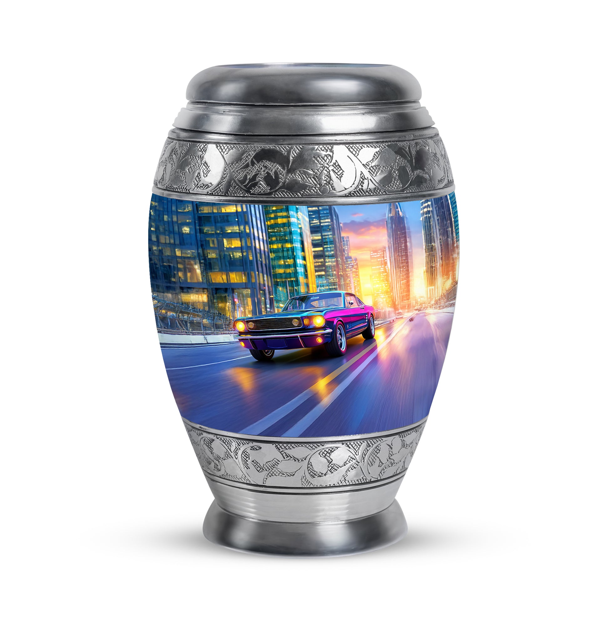 Blue Car Celebration Cremation Urns for Human Ashes - 10-inch, 200 cu in - Karyliz